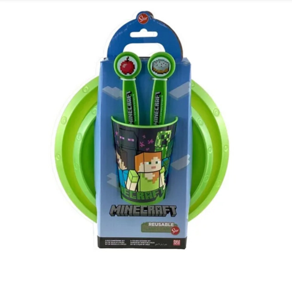 Set Pappa Minecraft 5 Pezzi – Piatti, Posate e Bicchiere