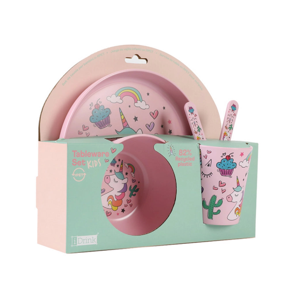Set Pappa completo Kids Unicorn I-Total – Bicchiere, Ciotola, Piattino e Posate