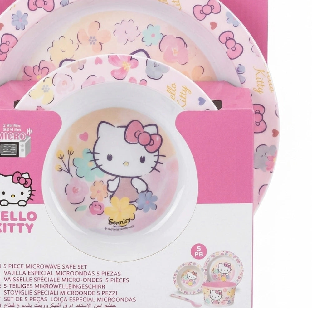 Confezione set pappa Hello Kitty 5 pezzi – stoviglie speciali microonde Sanrio