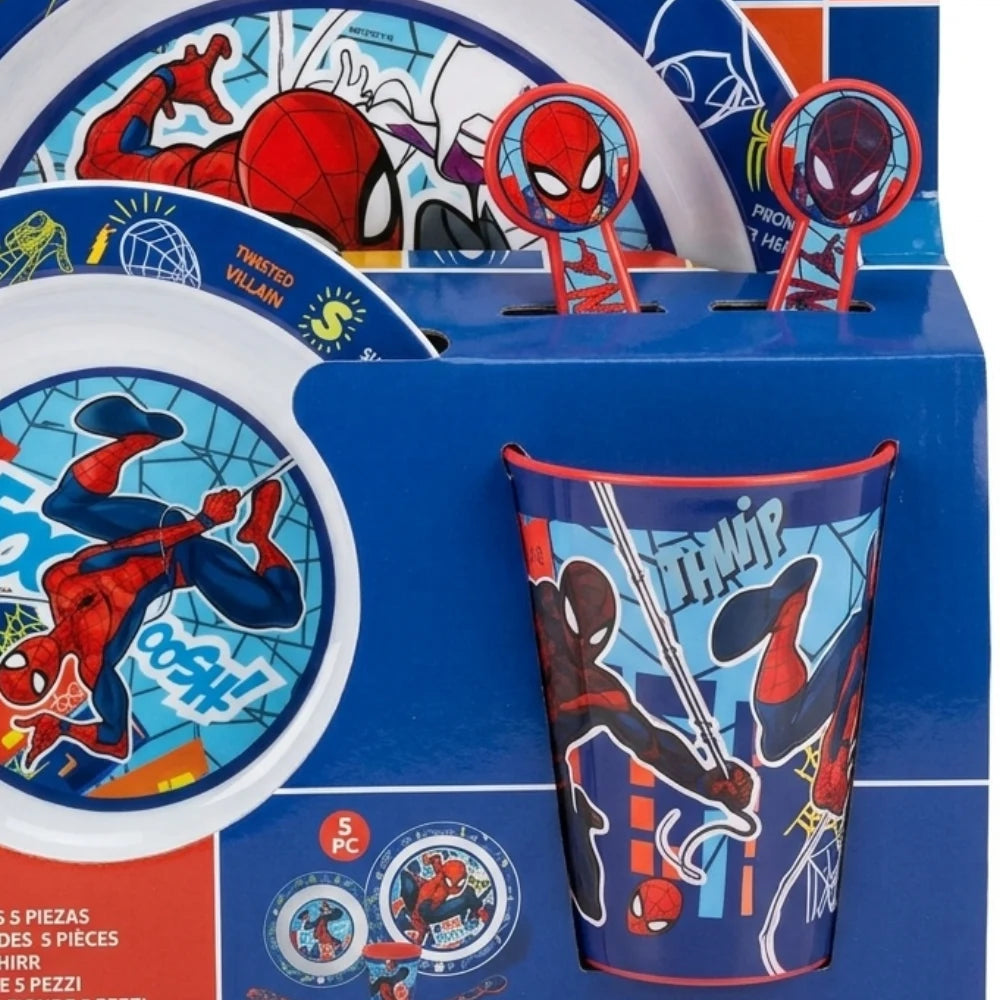 Set pappa Spider-Man 5 pezzi – dettaglio bicchiere e posate con Spider-Man Twisted Villain