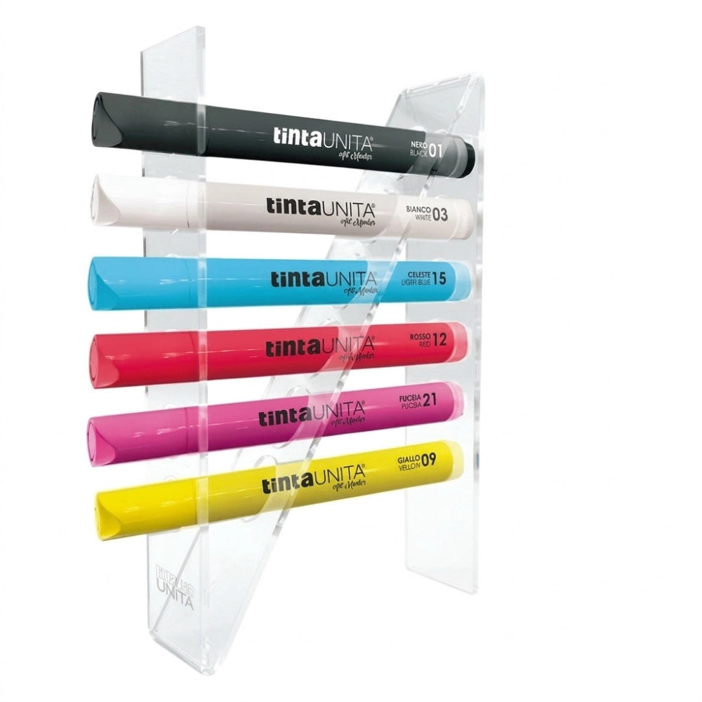 Set Art Marker Acrilici Tinta Unita con Basetta da Tavolo in Plexiglass – Multisuperficie