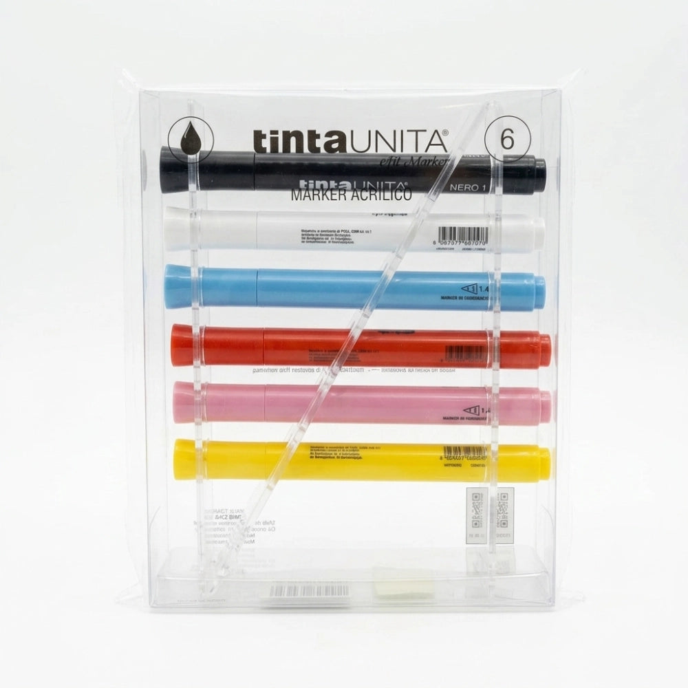 Set Art Marker Acrilici Tinta Unita con Basetta da Tavolo in Plexiglass – Multisuperficie