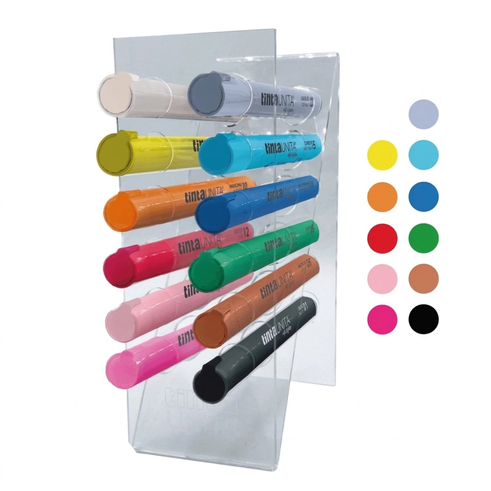 Set Art Marker Acrilici Tinta Unita con Basetta da Tavolo in Plexiglass – Multisuperficie