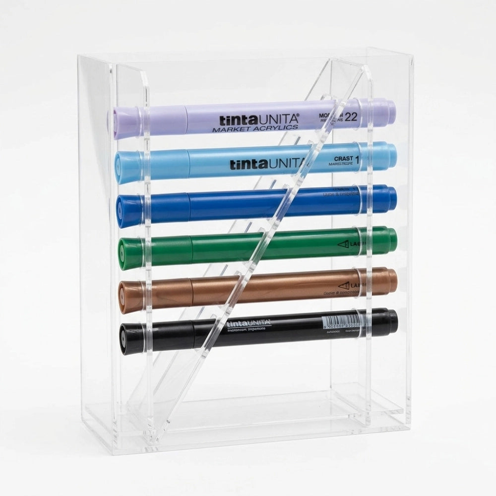 Set Art Marker Acrilici Tinta Unita con Basetta da Tavolo in Plexiglass – Multisuperficie