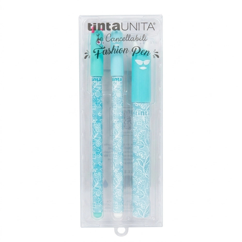 Penne Cancellabili Tinta Unita Fashion + 3 Refill Blu – Gift Pack