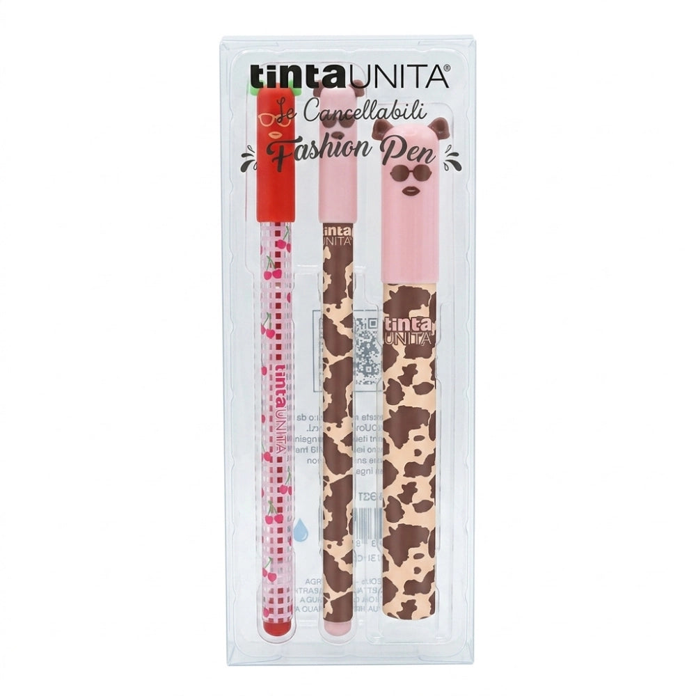 Penne Cancellabili Tinta Unita Fashion + 3 Refill Blu – Gift Pack