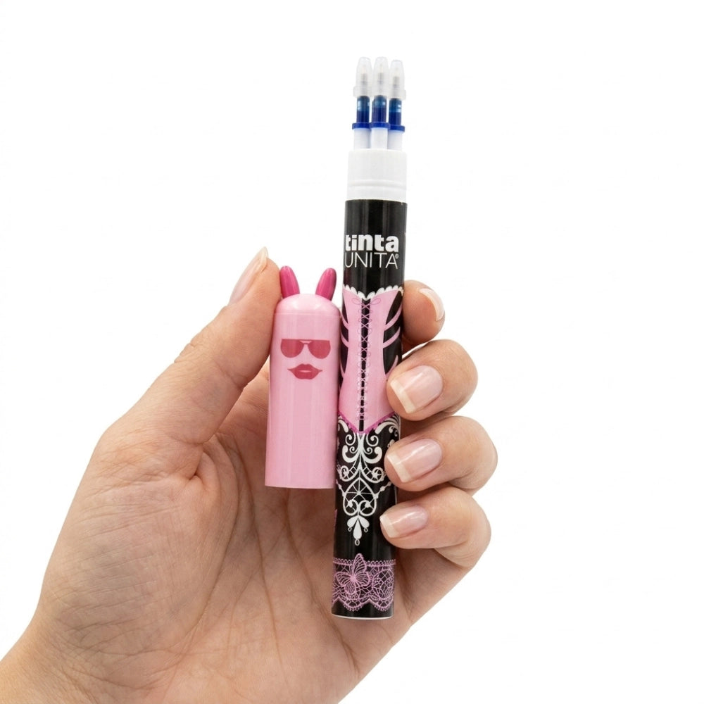 Penne Cancellabili Tinta Unita Fashion + 3 Refill Blu – Gift Pack
