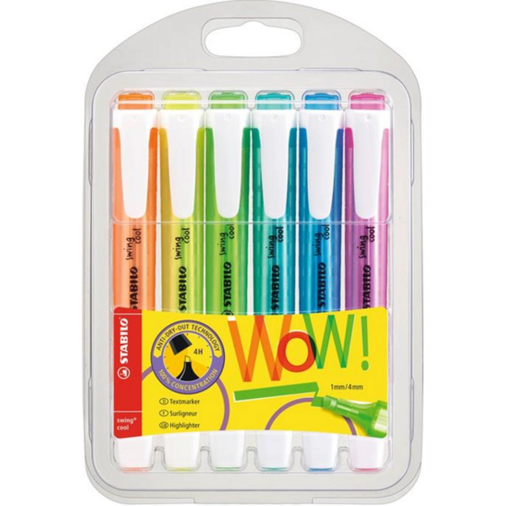 STABILO swing cool Fluo – Evidenziatore Astuccio da 4 o 6 Colori