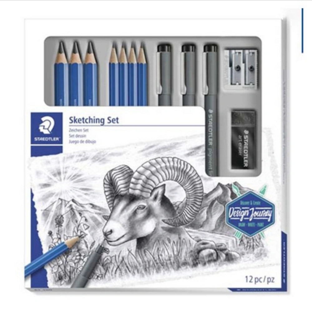 Set Sketch Staedtler 12 Pezzi - Matite Grafite, Gomma e Temperino per Disegno Tecnico