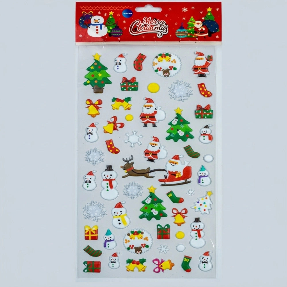 Puffy Decoration Merry Christmas – Set 2 confezioni stickers natalizi 3D 20 × 10 cm