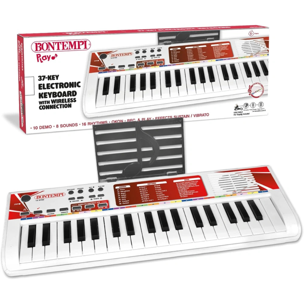 Bontempi Tastiera elettronica 37 tasti wireless bianca