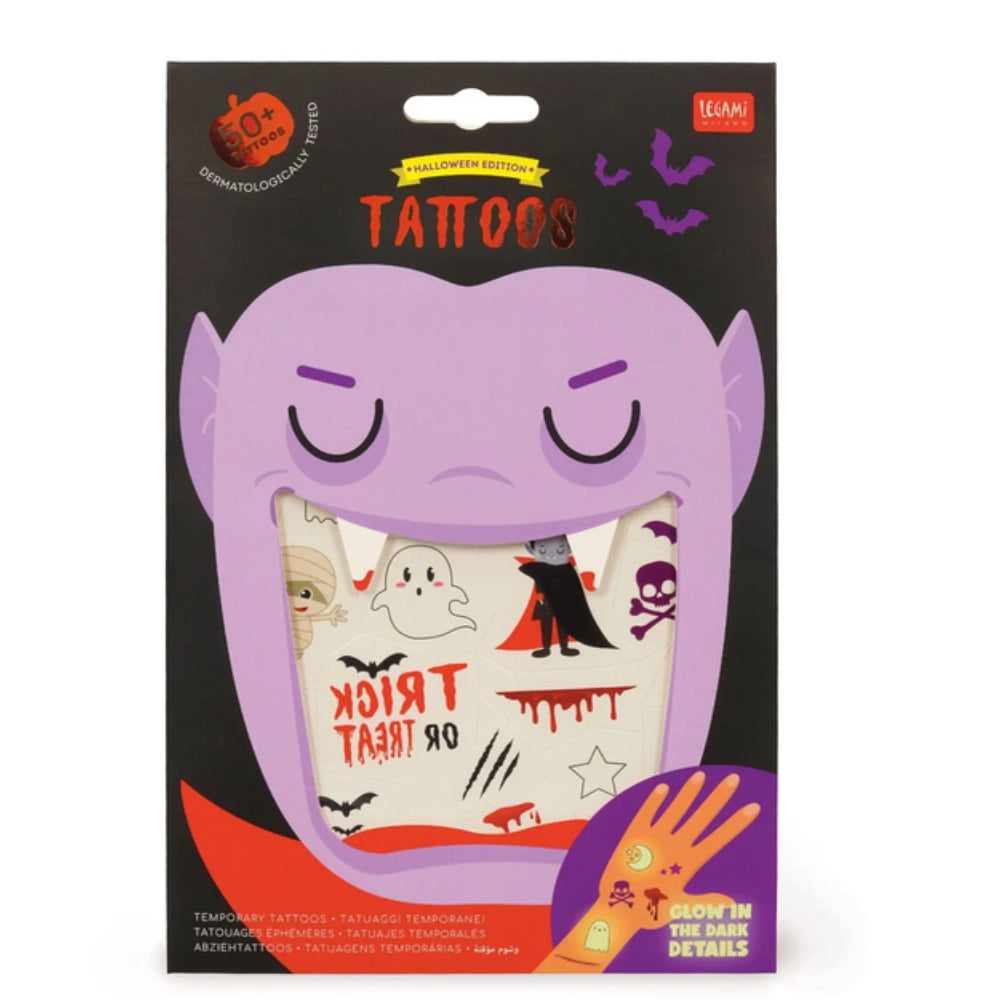 Tatuaggi Temporanei Halloween Legami – 50+ Tattoo Brillano al Buio 🎃