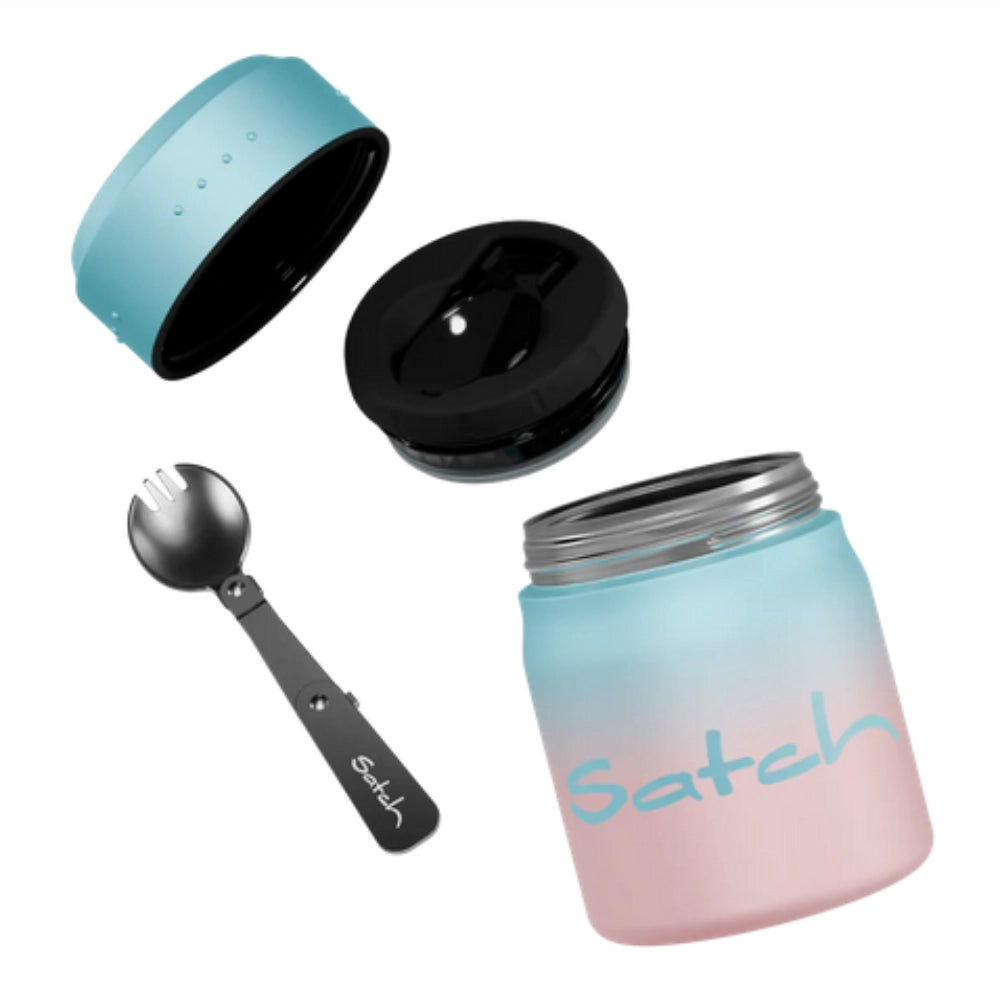 Thermo Lunchbox Satch Light Blue Graffiti – 500ml con Forchetta-Cucchiaio