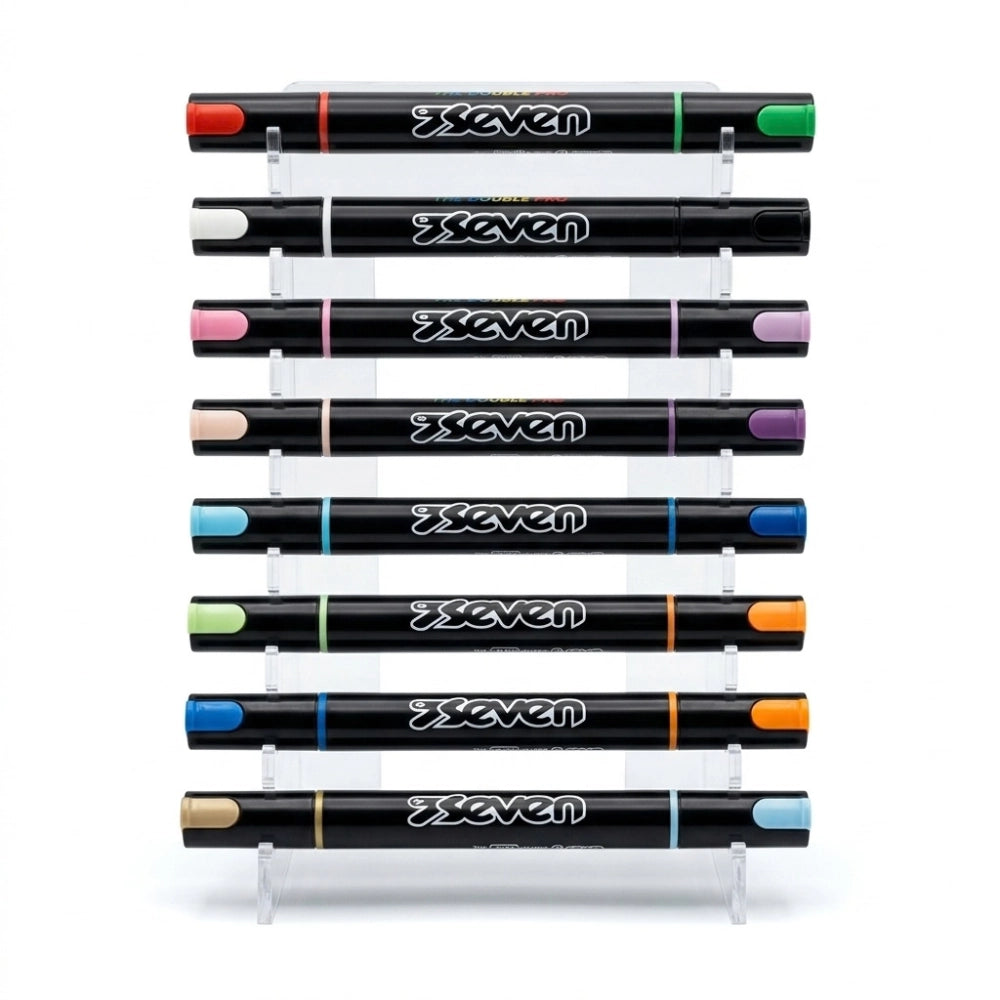 Espositore Seven The Double Pro in plexiglass con 9 pennarelli acrilici, 18 colori