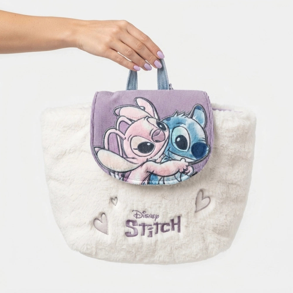 Mini zainetto Stitch peluchoso per bambina con chiusura magnetica e laccio