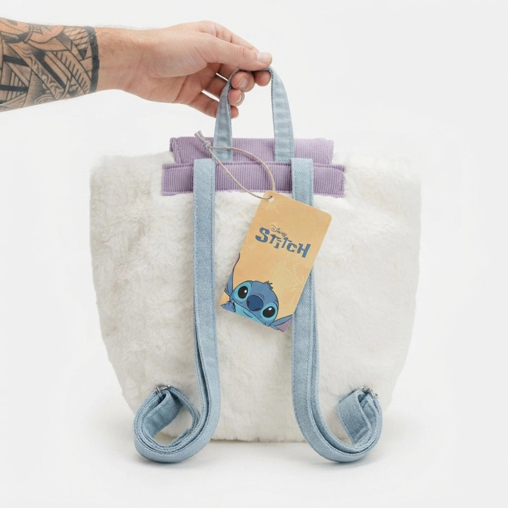 Mini zainetto Stitch peluchoso per bambina con chiusura magnetica e laccio