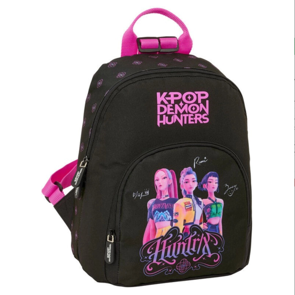 Mini Zaino Asilo K-Pop Demon Hunters "Huntrix" Nero e Rosa – Safta