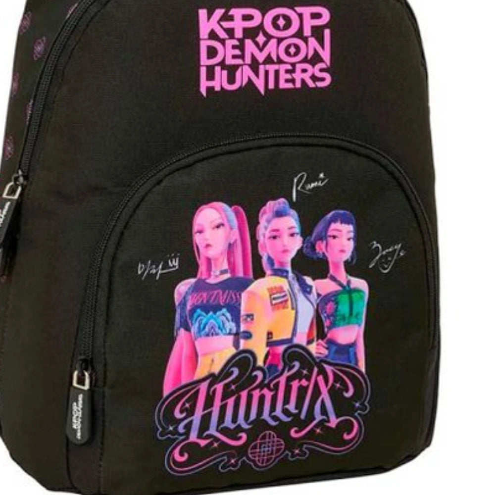 Mini Zaino Asilo K-Pop Demon Hunters "Huntrix" Nero e Rosa – Safta dettaglio stampa
