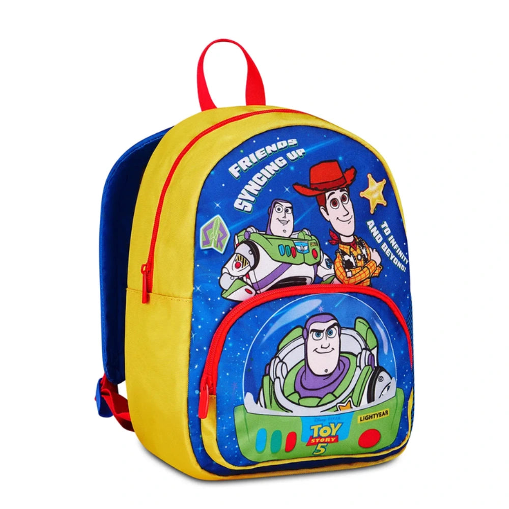 Seven Zaino Asilo Toy Story 5 – vista tre quarti con grafica Buzz Lightyear e logo Toy Story 5