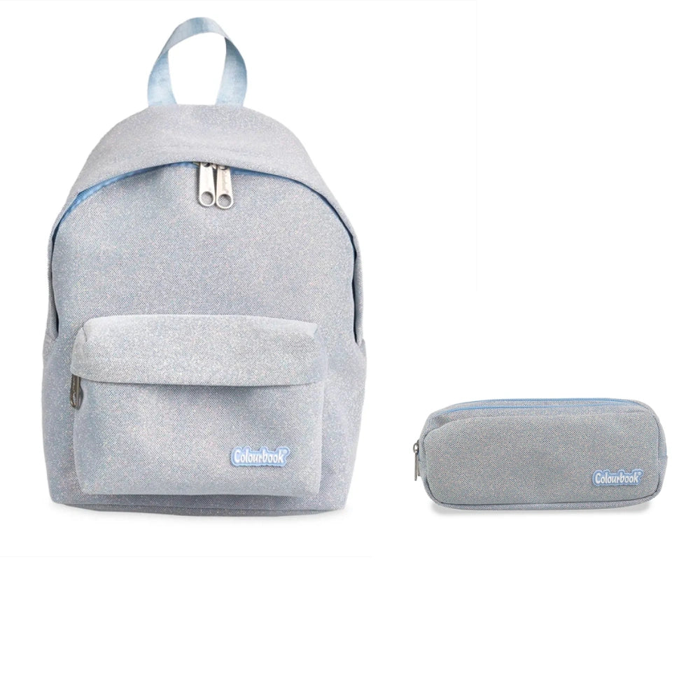 Zaino Colourbook Glitter Azzurro Standard + Astuccio – Split Collection 23L