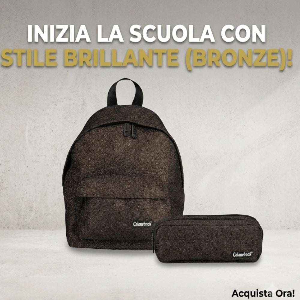 Zaino Colourbook Glitter Bronzo Standard + Astuccio – Split Collection 23L
