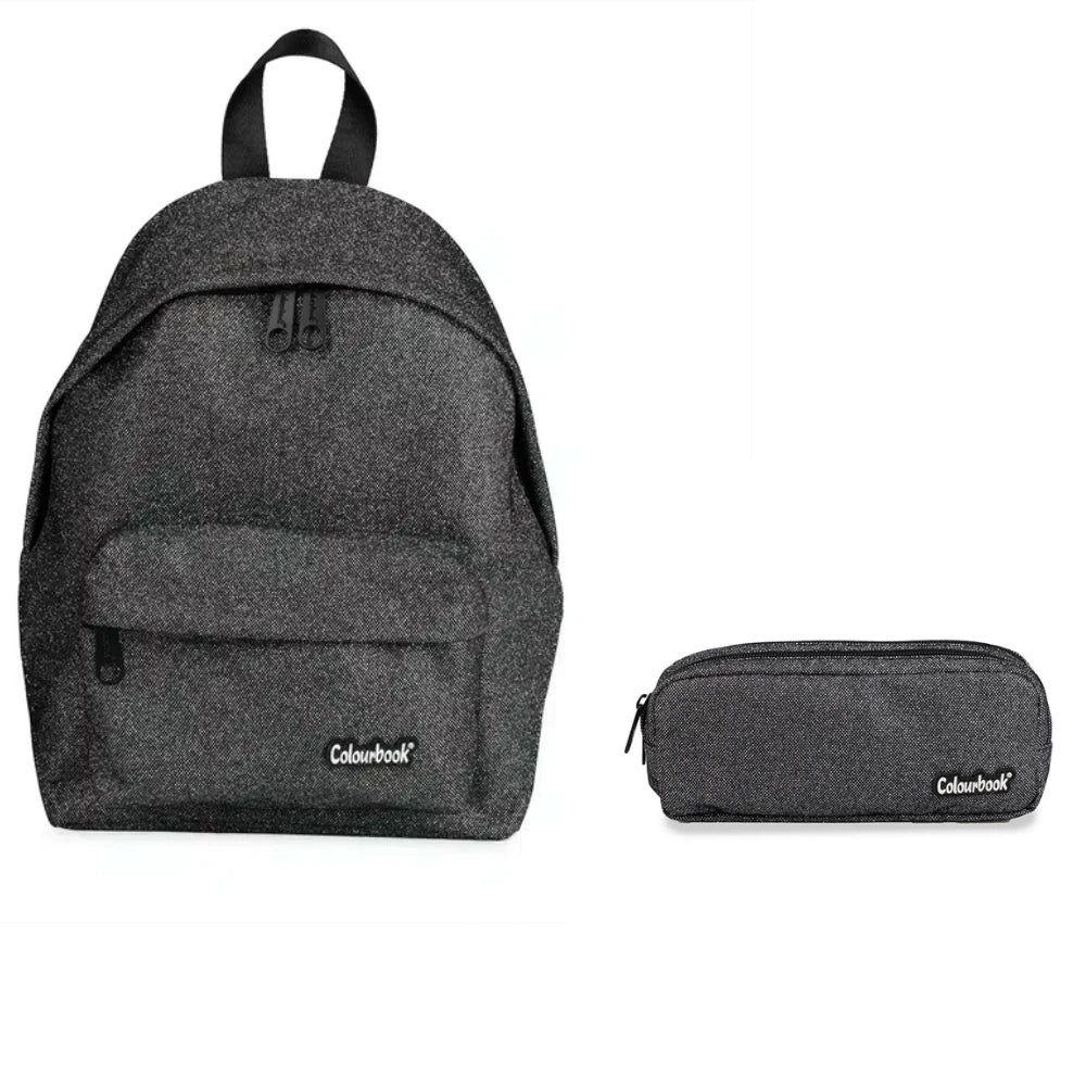 Zaino Colourbook Glitter Argento Standard + Astuccio – Split Collection 23L