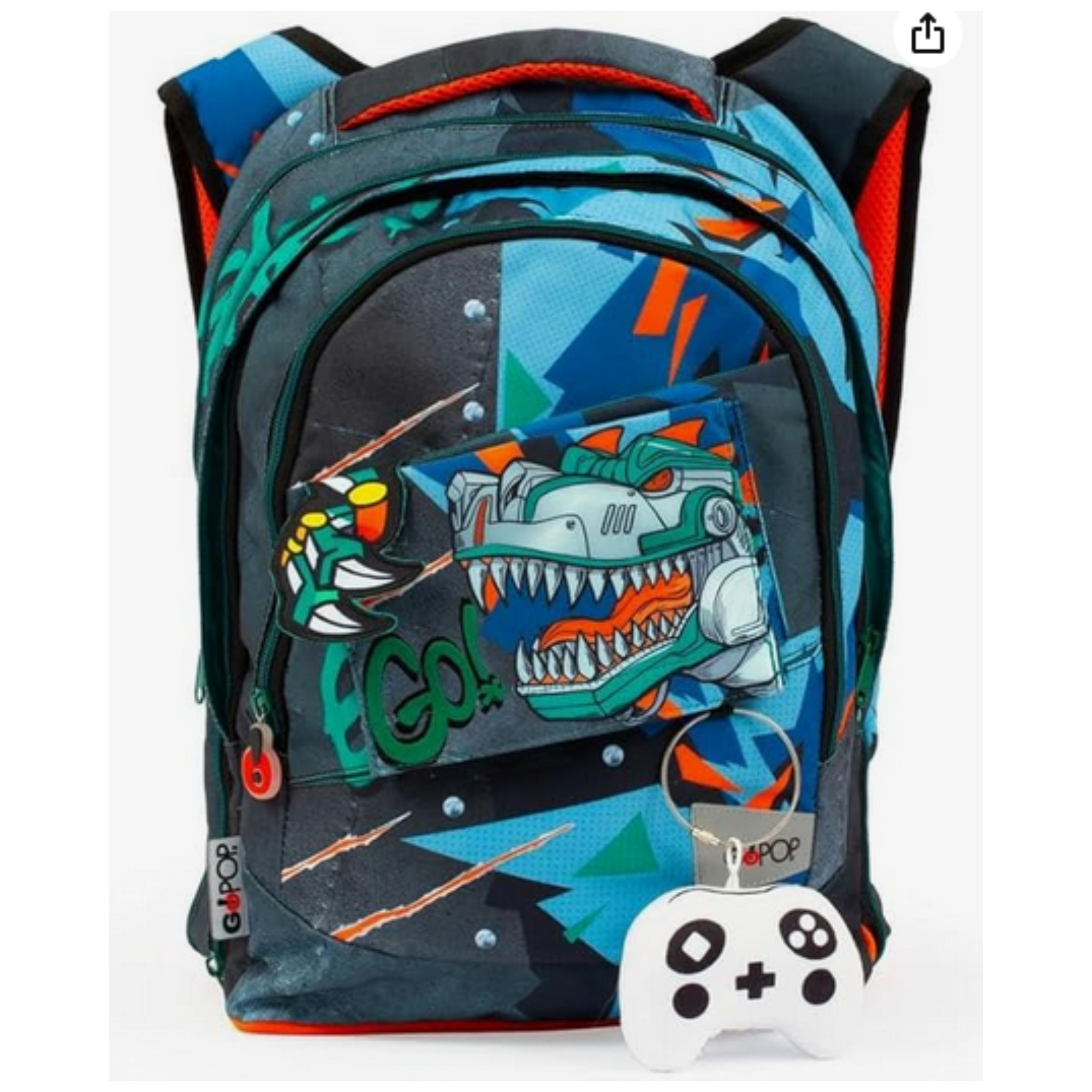 GO POP Zaino T-Rex Estensibile Round – 3 Scomparti | Schienale Imbottito | Giochi Preziosi