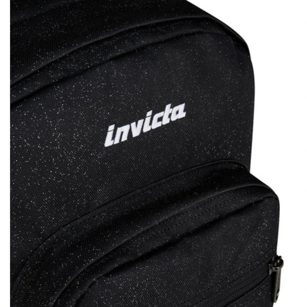 Zaino Invicta Jelek Shine 34L – Glitter Nero, Doppio Scomparto e Tasca PC 14"