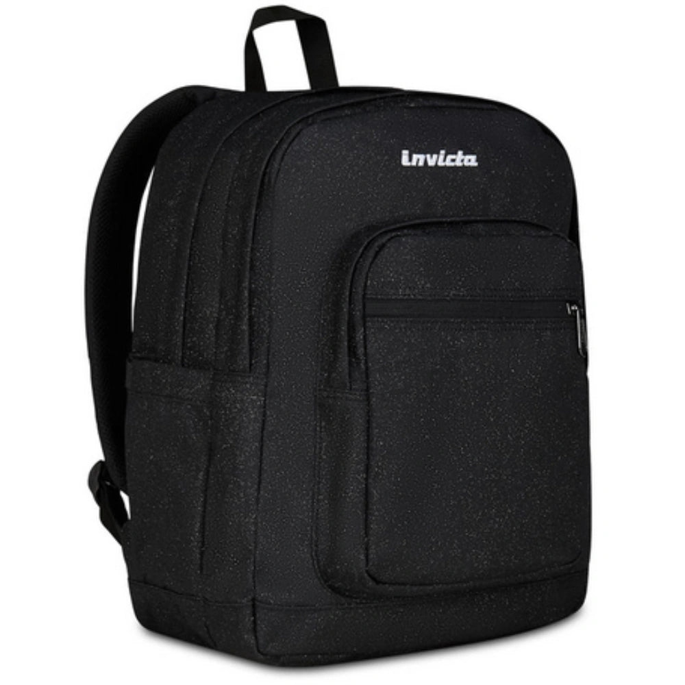 Zaino Invicta Jelek Shine 34L – Glitter Nero, Doppio Scomparto e Tasca PC 14"