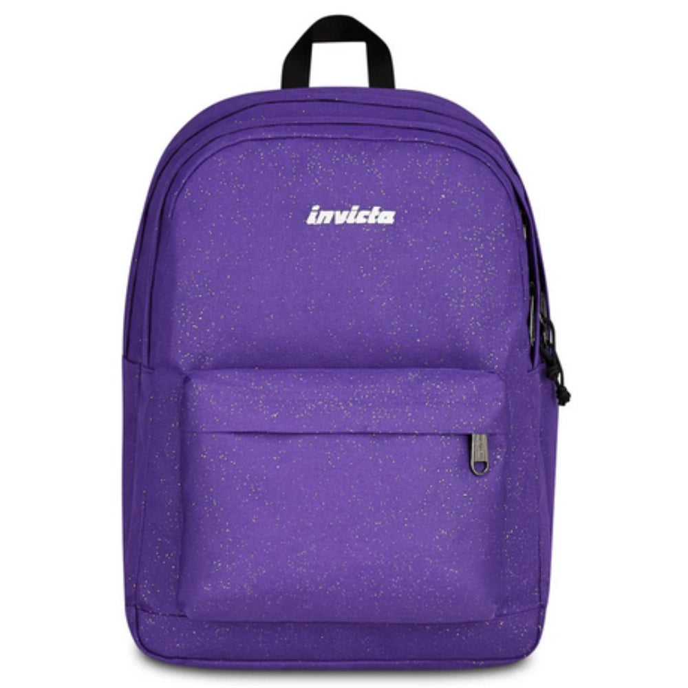 Zaino Invicta Lab Shine 27L – Viola Glitter, Doppio Scomparto e Tasca PC 14"