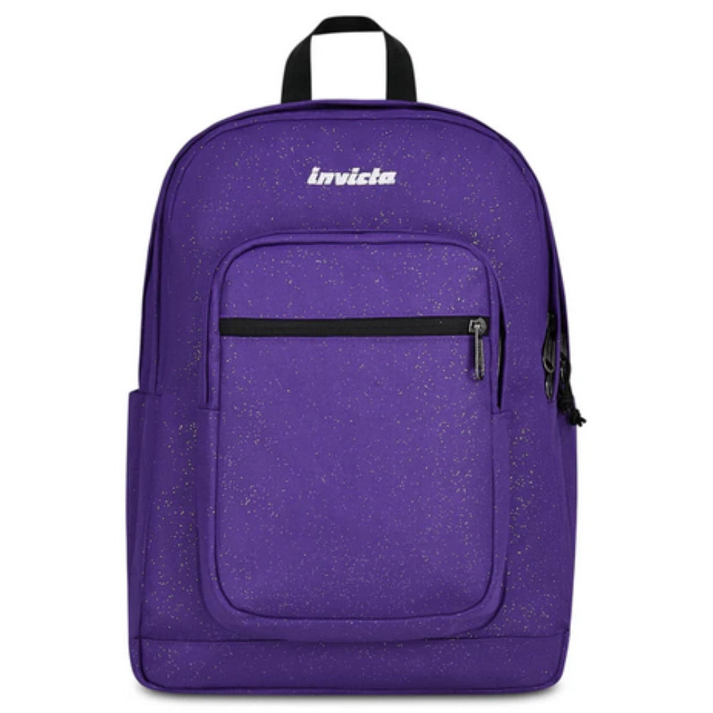 Zaino Invicta Jelek Shine 34L – Glitter Viola, Doppio Scomparto e Tasca PC 14"