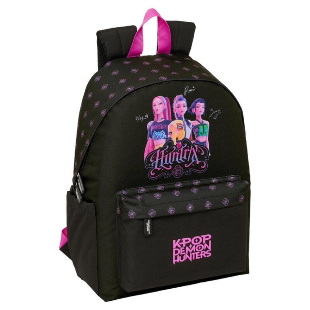 Zaino Americano Scuola K-Pop Demon Hunters  - Nero e Rosa con Porta Laptop - Safta