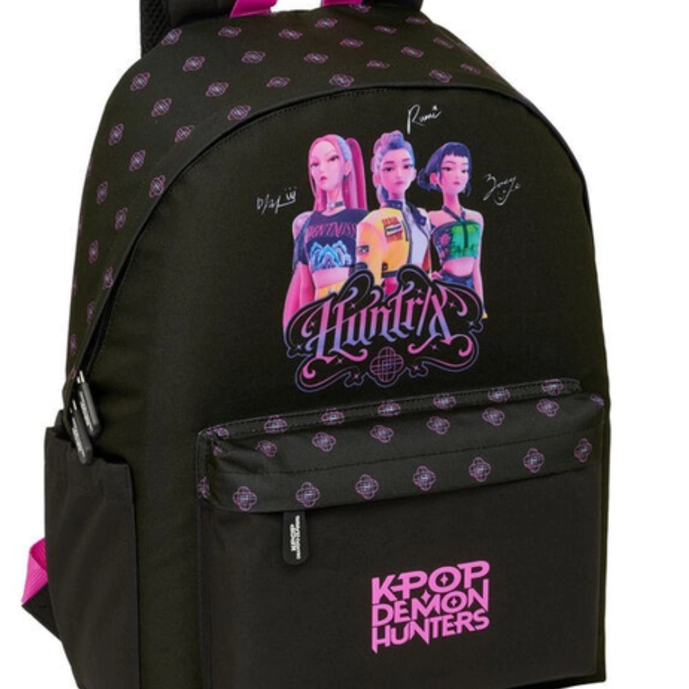 Zaino Americano Scuola K-Pop Demon Hunters  - Nero e Rosa con Porta Laptop - Safta