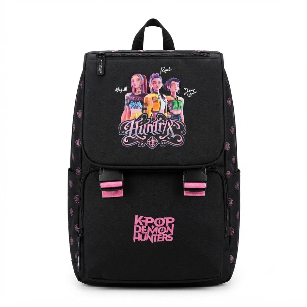 Zaino Scuola Estensibile K-Pop Demon Hunters "Nera" Nero e Rosa - Safta