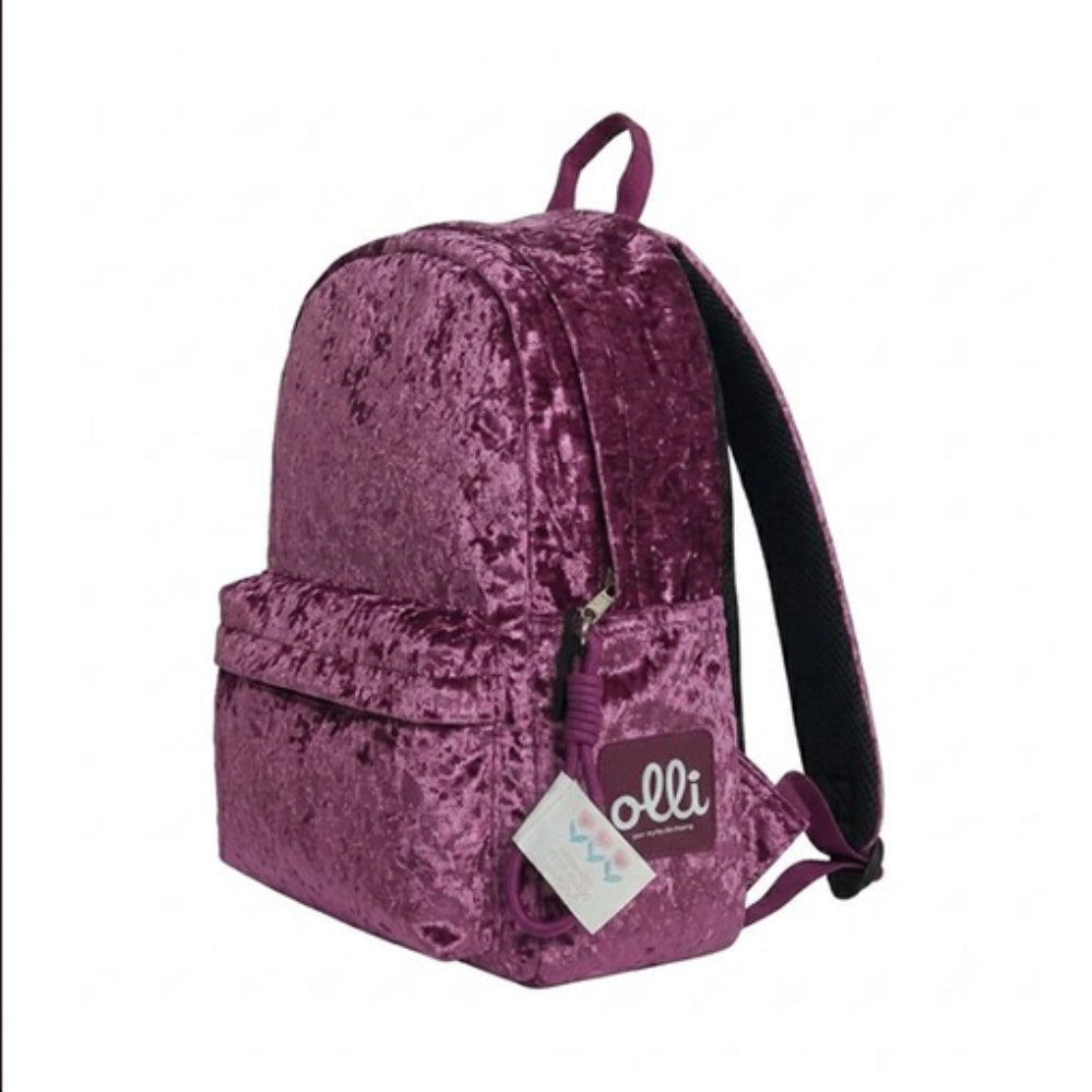 Zaino Olli Crushed Burgundy retro - spallacci imbottiti in velluto bordeaux coordinato