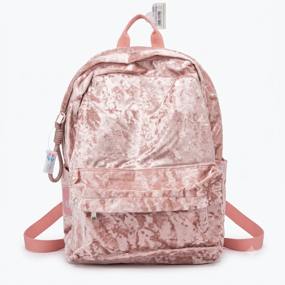 Zaino Olli Crushed Pink Vellutino Rosa 30x14x41 con Laccetto Smartphone
