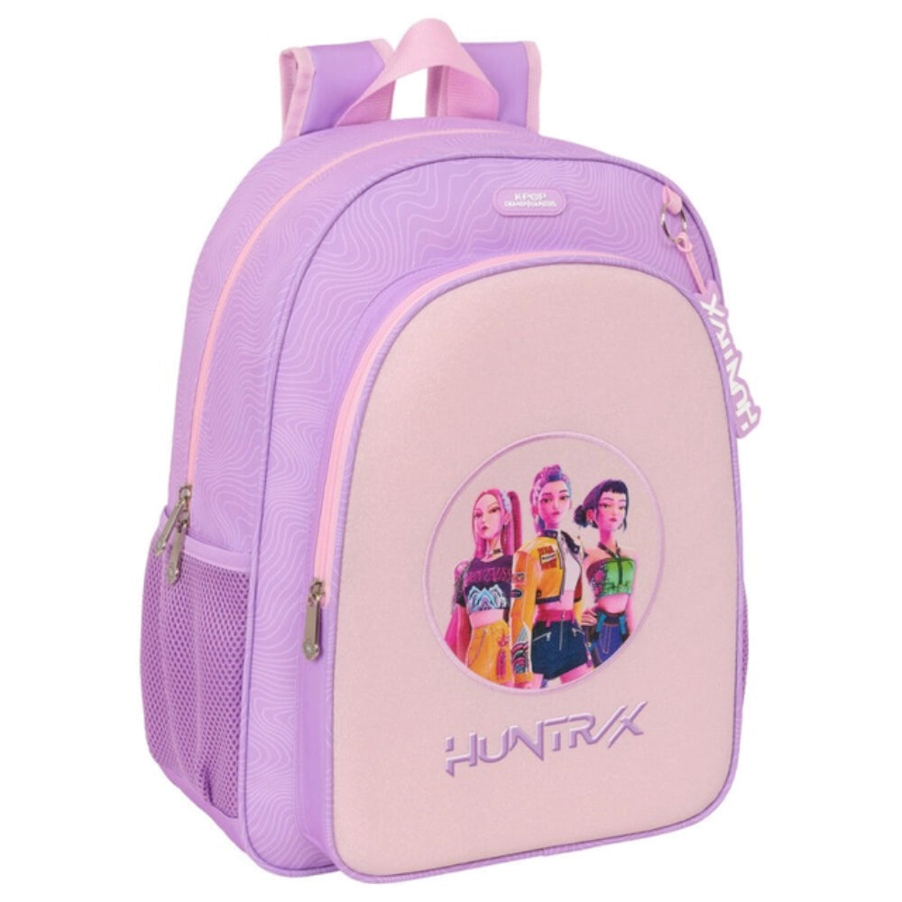 Zaino Scuola Elementare K-Pop Demon Hunters "Iconic" Lilla e Rosa Adattabile a Trolley - Safta
