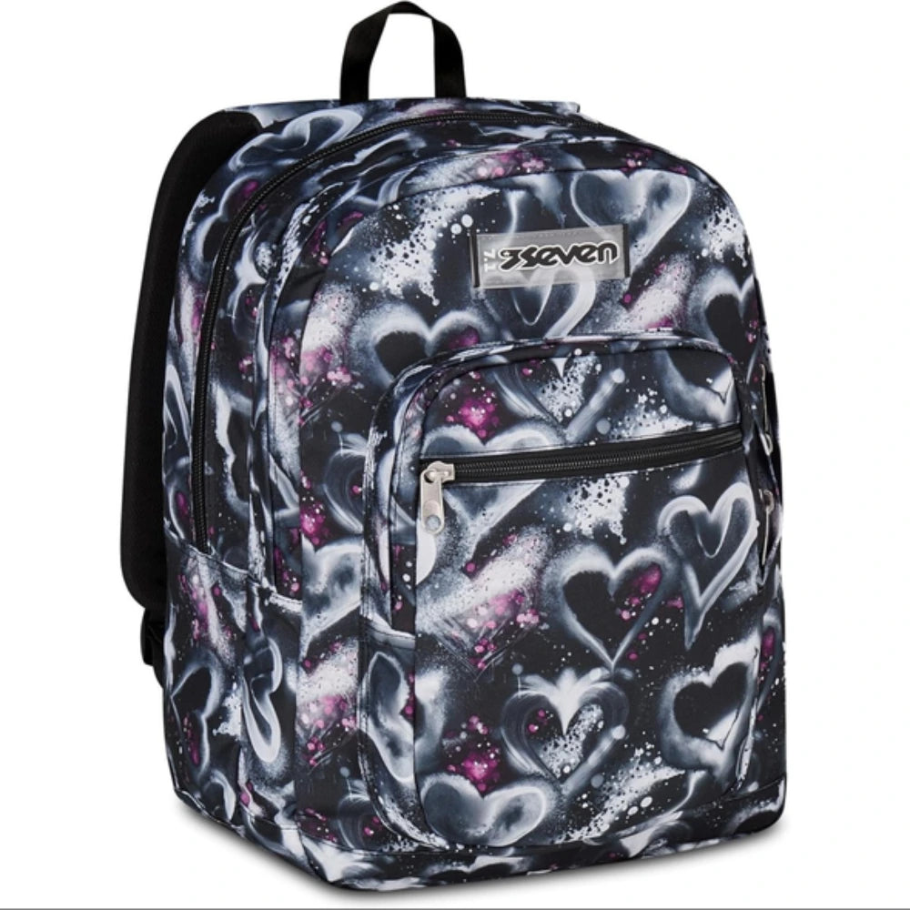 Seven Freethink Girl – Zaino scuola nero con cuori 34L