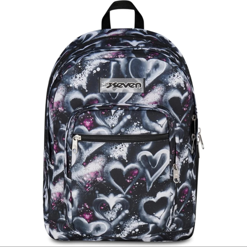 Seven Freethink Girl – Zaino scuola nero con cuori 34L