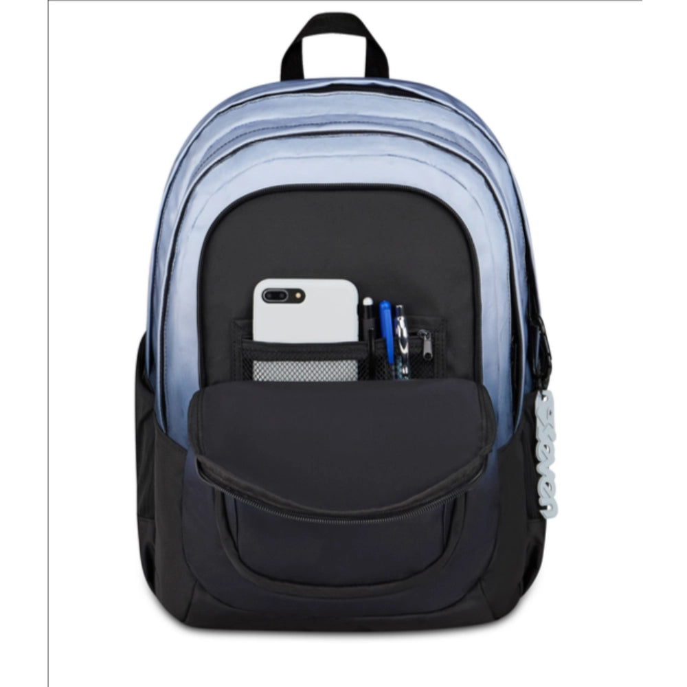 Seven TECH SHADE zaino scuola azzurro nero 29L - vista posteriore con schienale imbottito e bande riflettenti