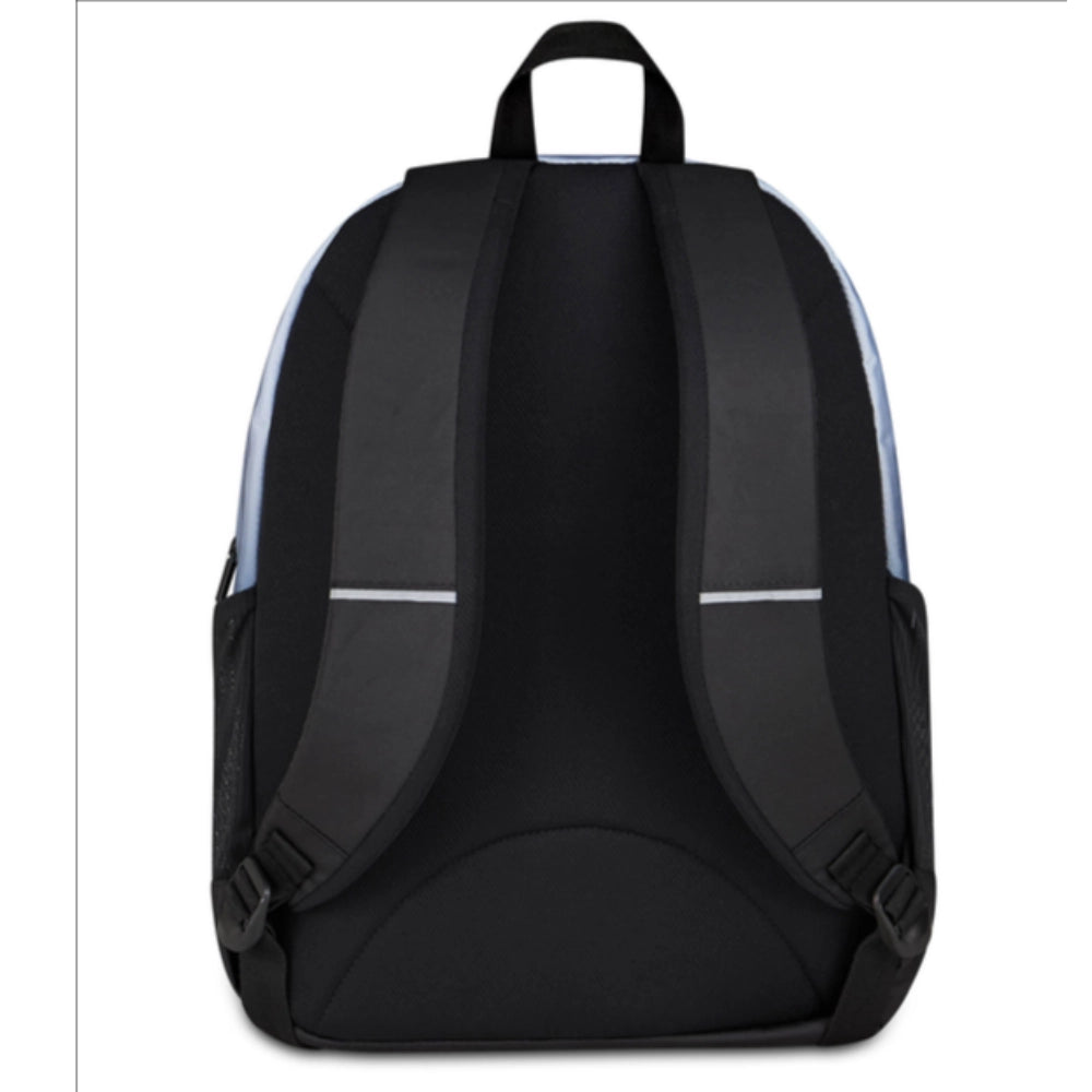 Seven TECH SHADE zaino scuola doppio scomparto azzurro nero - vista frontale con logo Seven