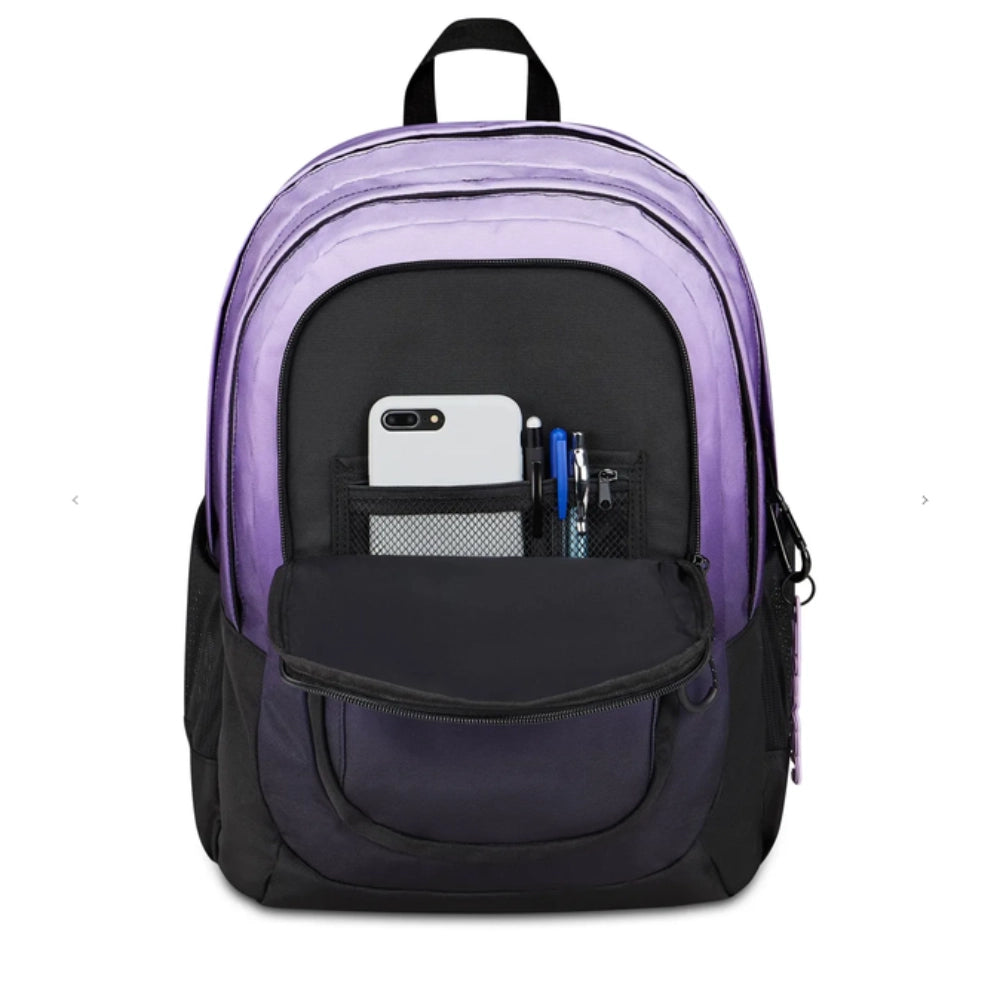 Seven TECH SHADE zaino scuola glicine viola 29L - vista frontale con logo Seven e moschettone