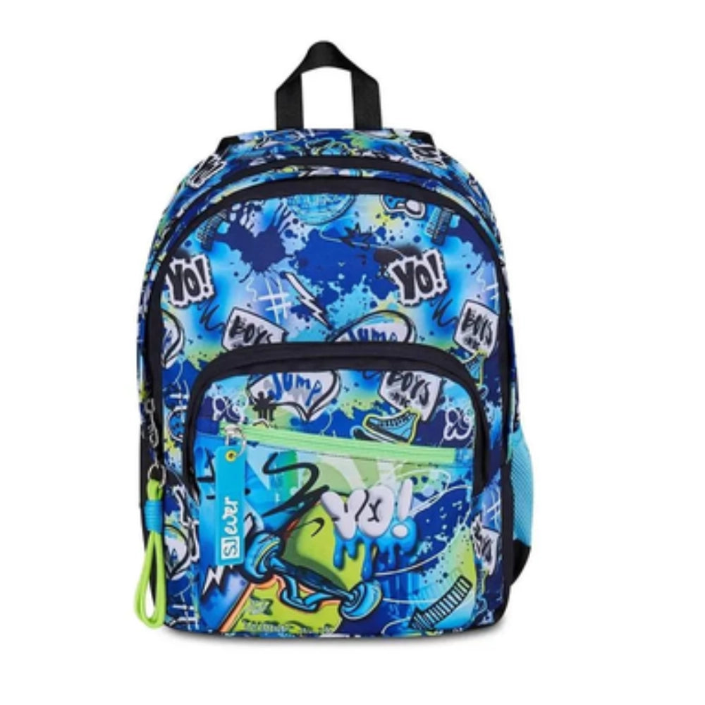 Zaino SJ Gang Ever Cloudy Blue – fronte senza sfondo dettaglio charm