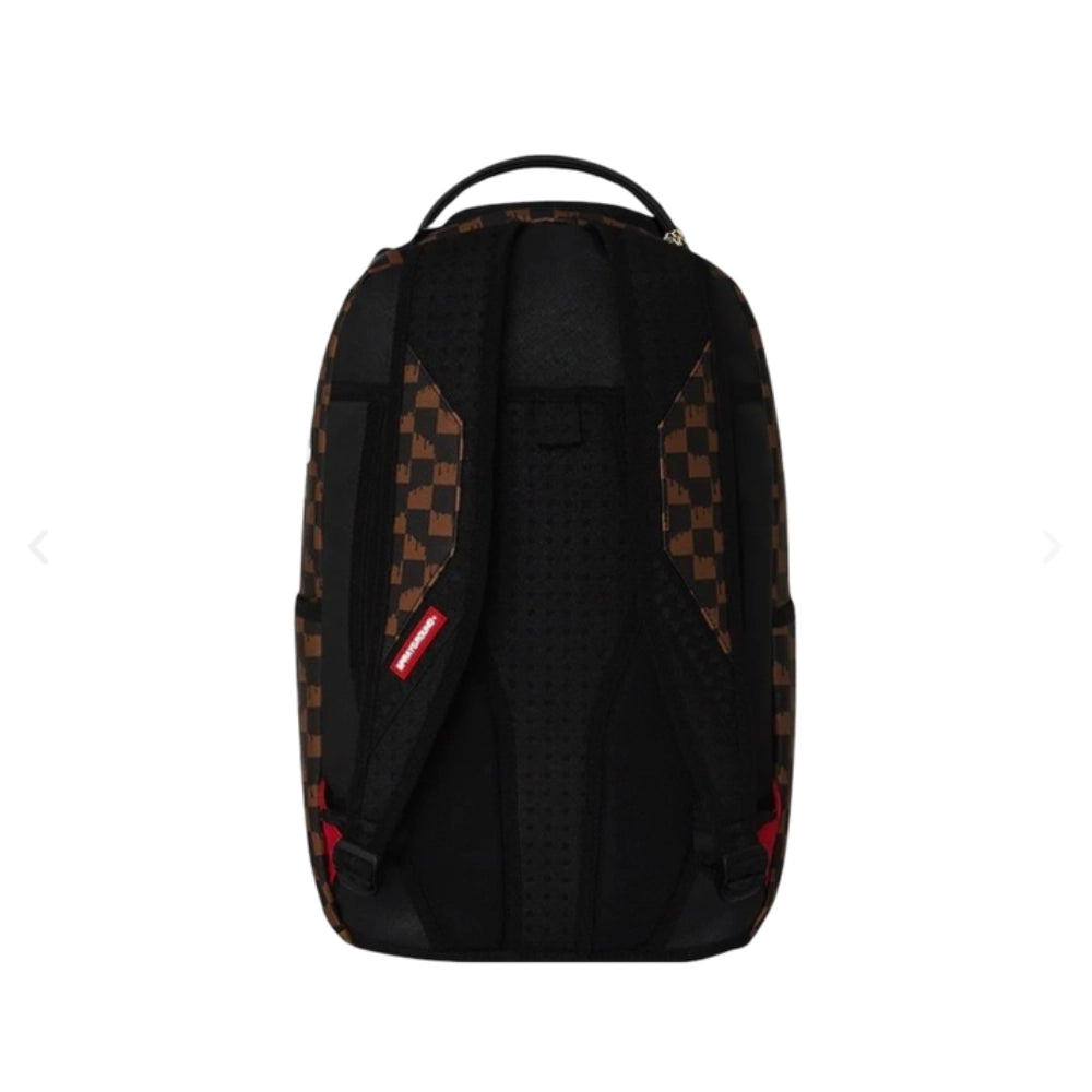 Sprayground Brown and Cream Drip Check Backpack