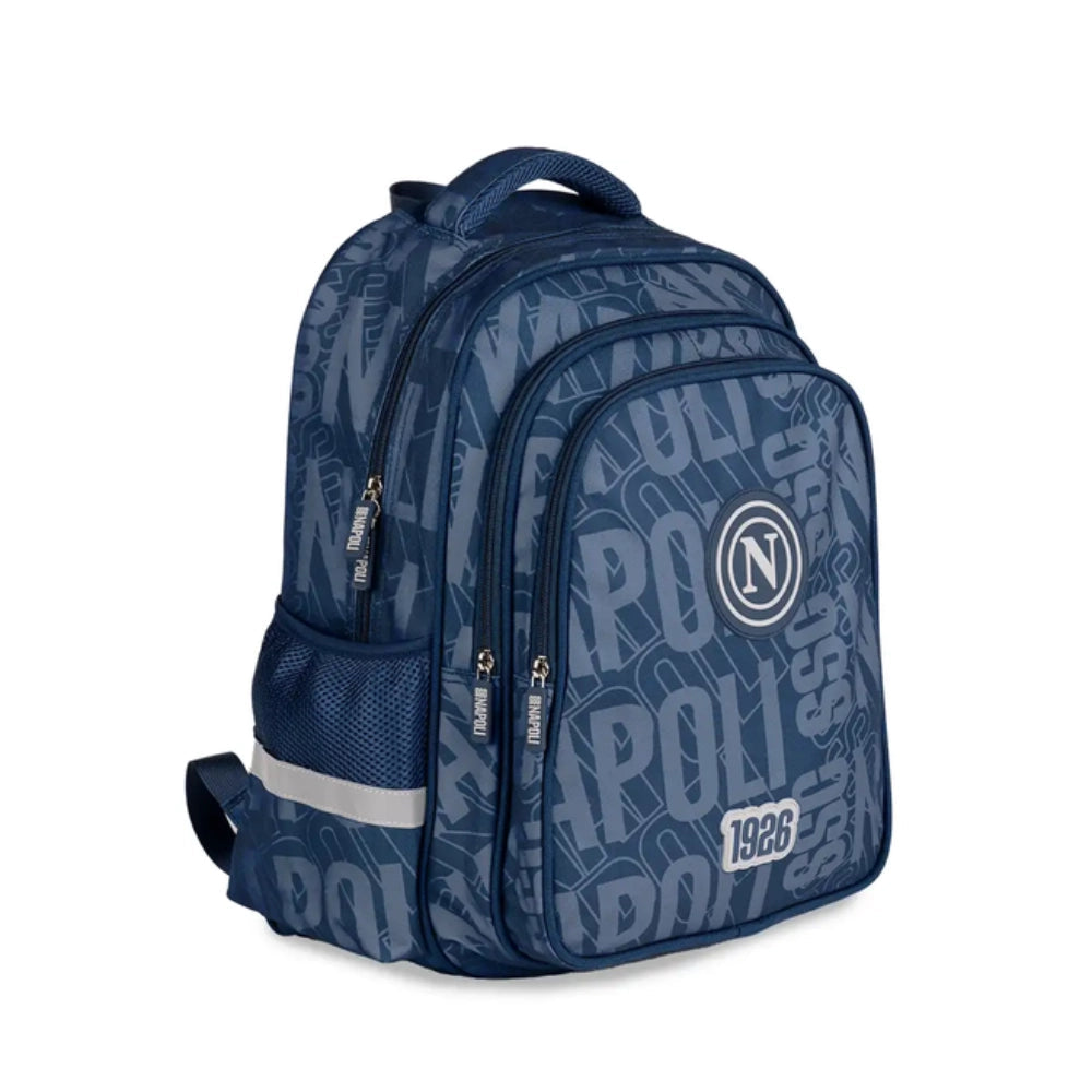 Zaino scuola SSC Napoli 2026/2027 Blu Navy - laterale con scomparto borraccia