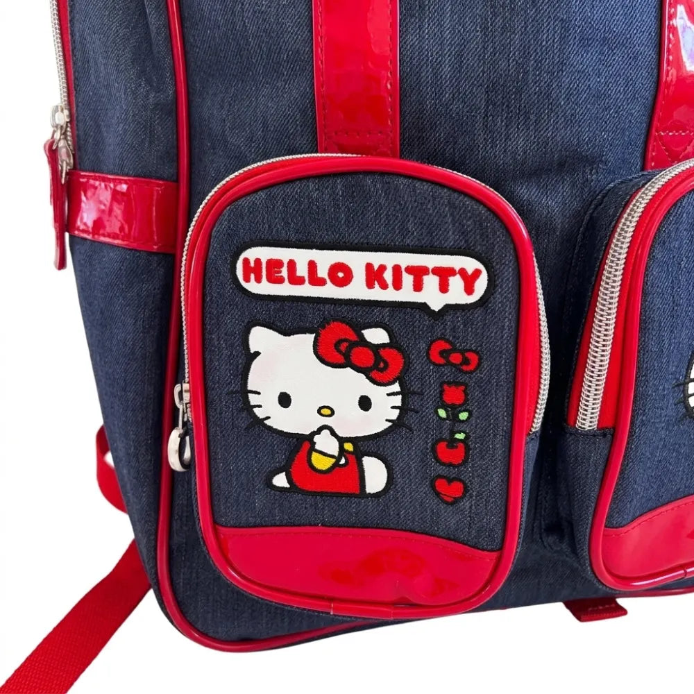Hello Kitty zaino tempo libero effetto denim blu e rosso