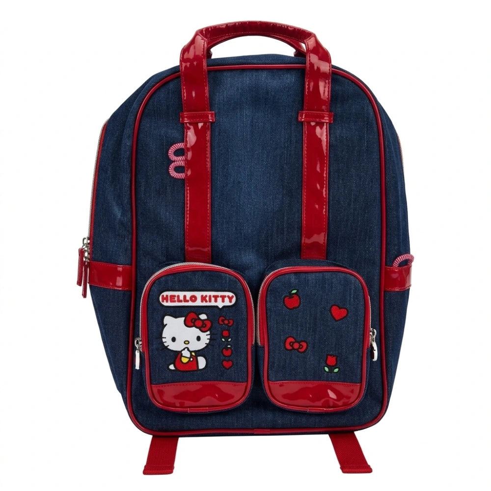 Hello Kitty zaino tempo libero effetto denim blu e rosso