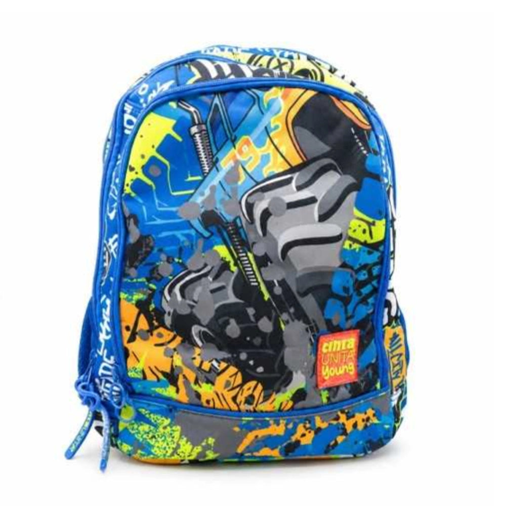 Zaino Scuola Tinta Unita Young Monster Truck Dream Cross 28 Litri - vista posteriore schienale con 4 clip Crooooss System blu e banda riflettente