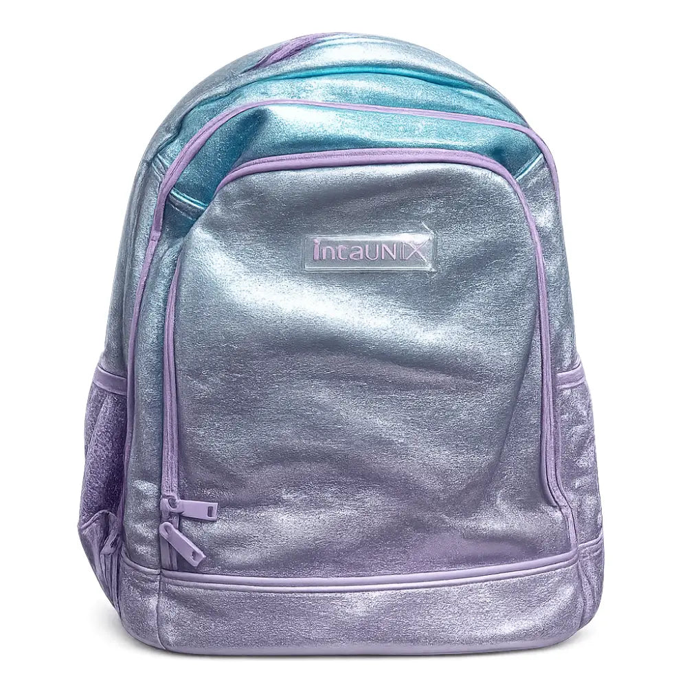 Zaino IntaUNIX tinta unita glitter viola azzurro – vista frontale