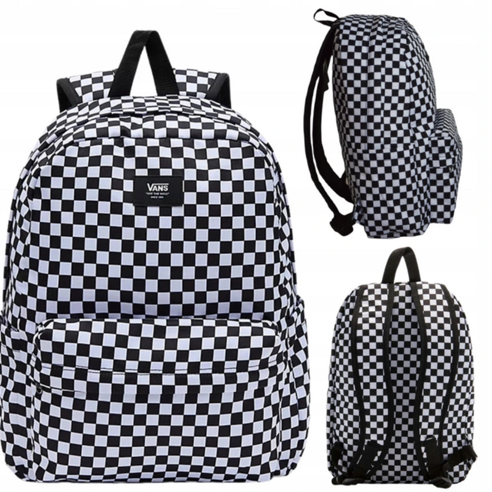 Zaino Vans Old Skool Check con classica fantasia a scacchi bianca e nera, capacità 22 litri con tasca per laptop e porta borraccia giugliano in campania napoli